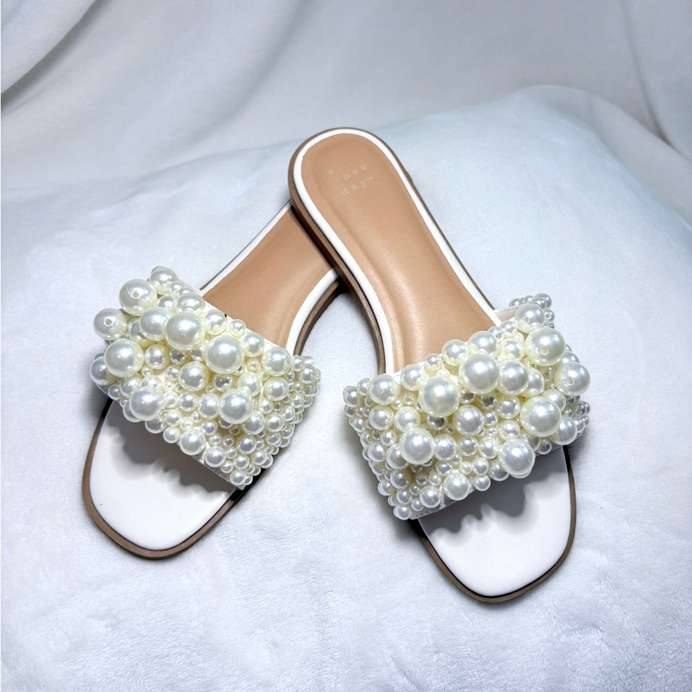 a new day White Pearl Embellished Sandals